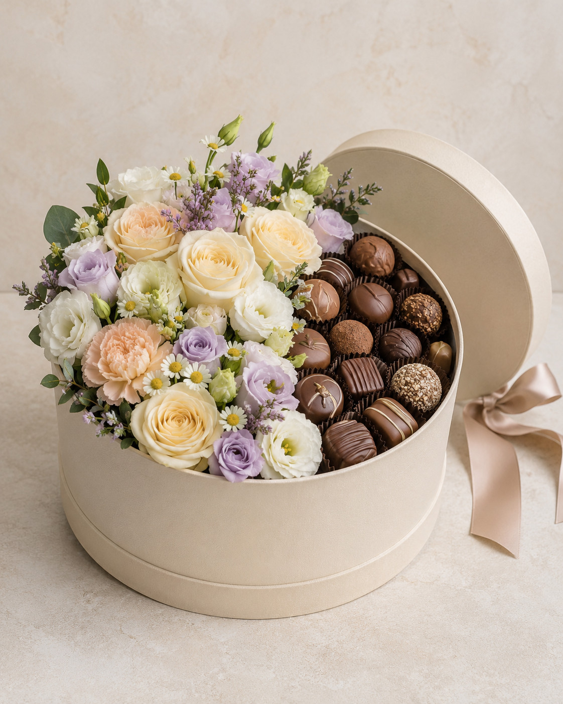 Caja Floral con Chocolates